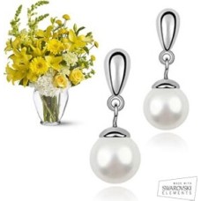 Earrings with Swarovski Elements + Flowers (Curated)